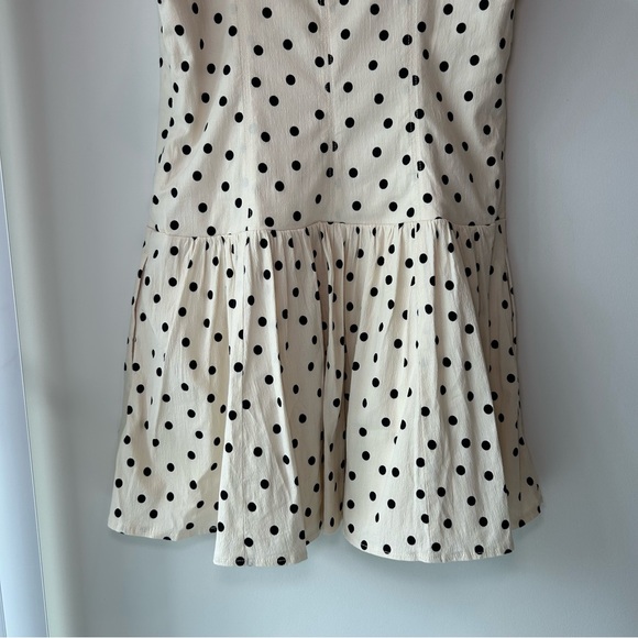 NWT NEW Abercrombie Mila Drop-Waist Mini Dress in Cream Dot Size Large Petite - Picture 9 of 12